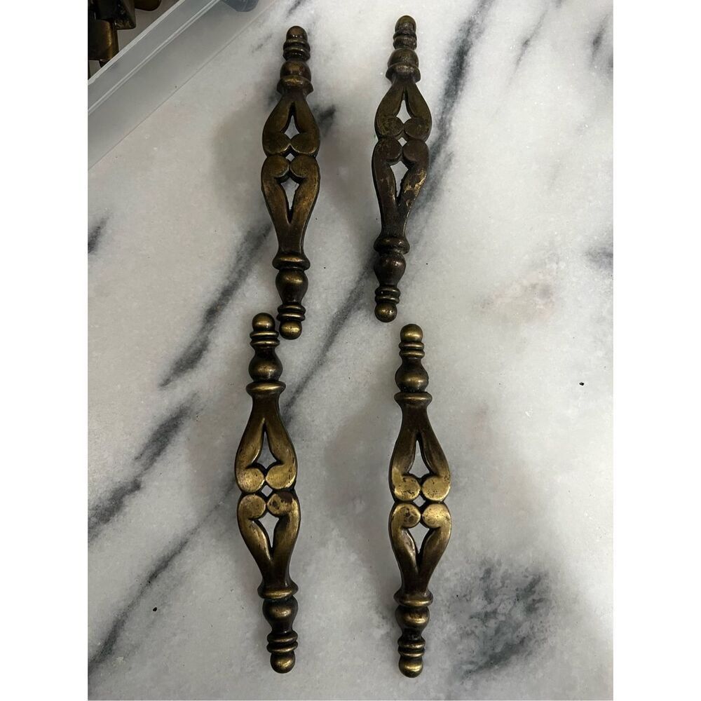 Heart Curved Brass Drawer Pulls National Lock FO-3764-001 Vintage #4